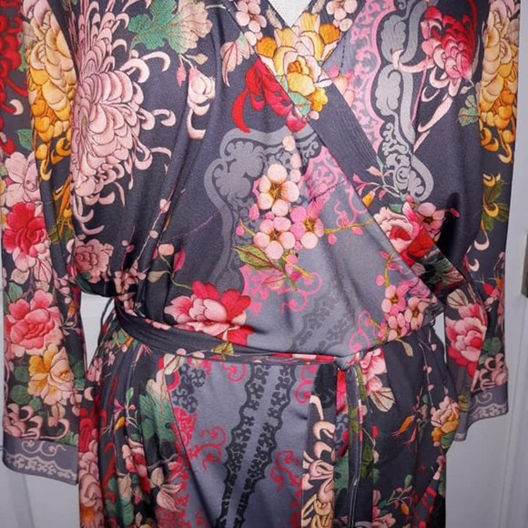 Johnny Was Floral Wrap Midi Dress - Multicolor - Picture 2 of 7